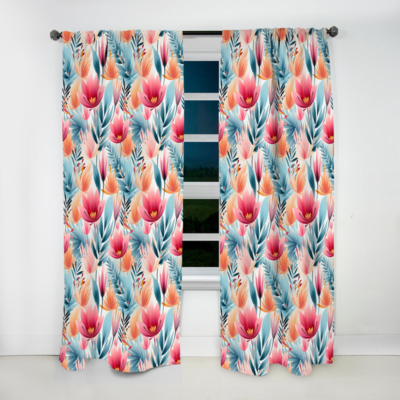 Très doux motif tropical vert et rose I - rideau en velours bohémien - obscurcissant - 1 panneau, L 52 po x L 120 po