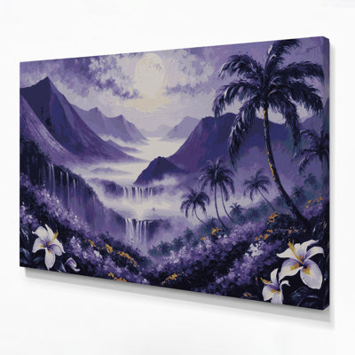 Hawaiian Island Purples Grey Canvas Wall Art