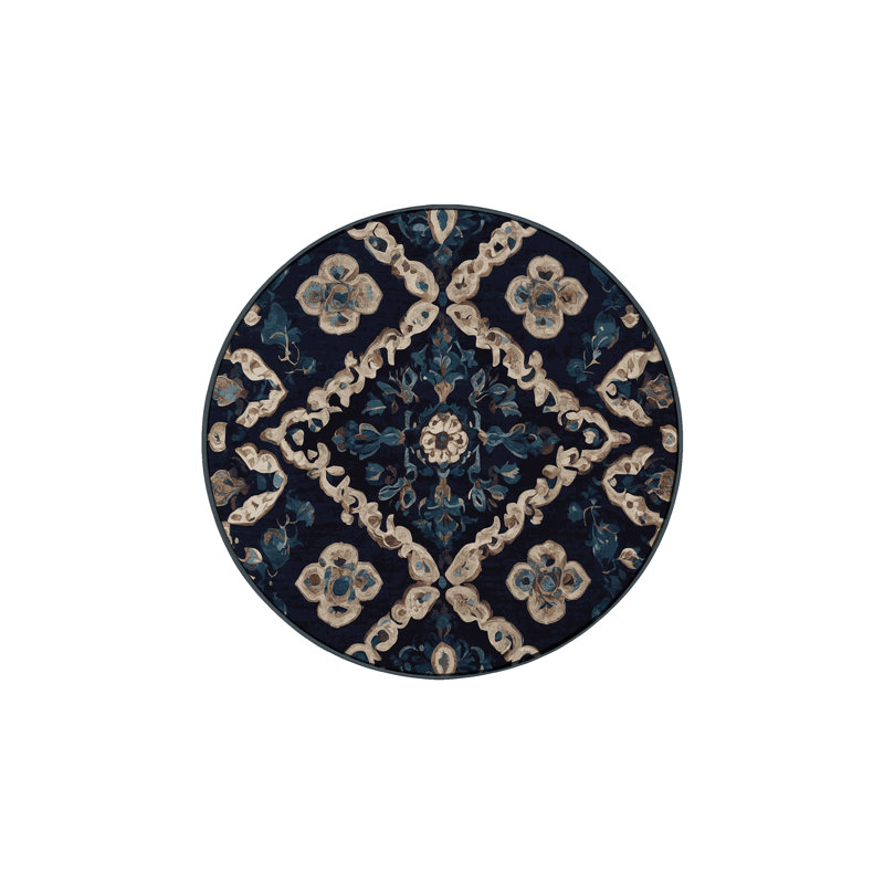 Tapis gris lavable à la machine, Rond 7 pi