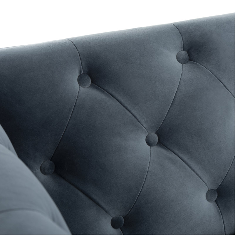 Pale Mauve Tufted Velvet Tuxedo Arm Sofa with Down Fill