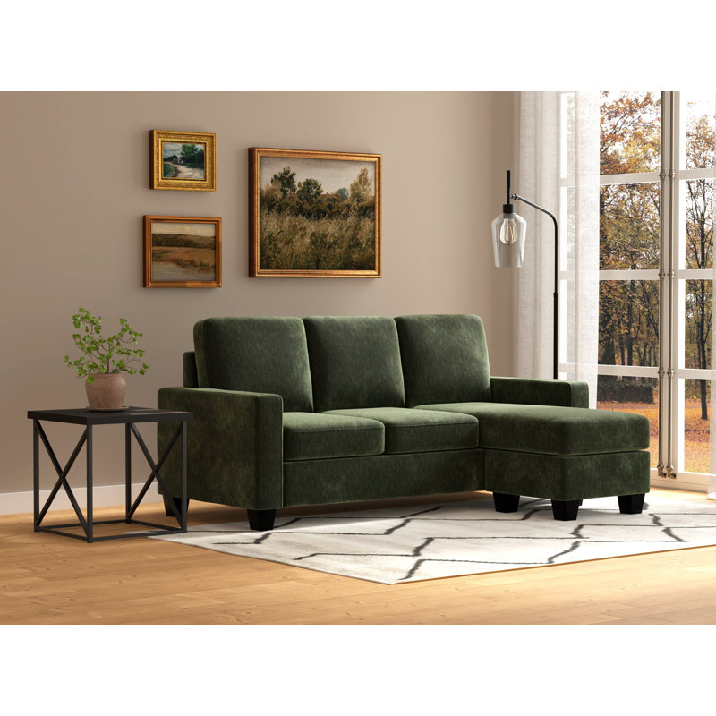 Canapé et chaise longue réversible de 78 po avec repose-pieds Rickmansworth, Polyester vert
