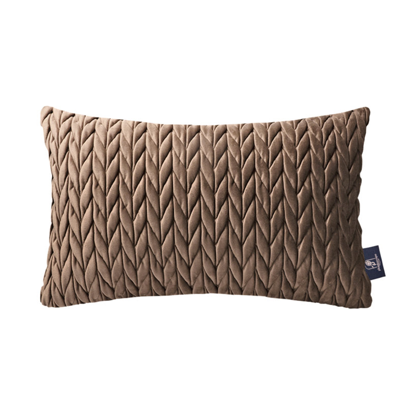 Coussins en velours matelassé, coussin décoratif texturé tressé, Rectangle H 12 po x l 20 po, Brun