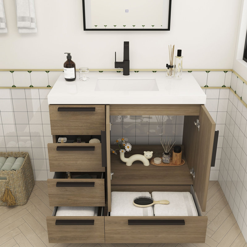 Havendale 36" Free Standing Vanity With Acrylic Sink, Oak
