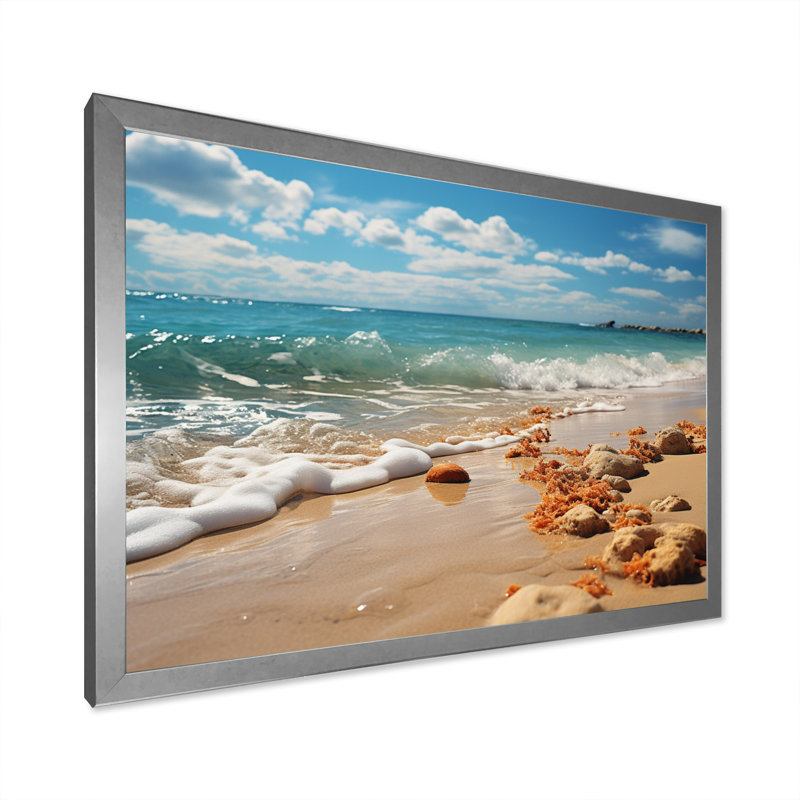 Beach Sunkissed Sands I - Nautical & Beach Canvas Art Print, H 16 po x l 32 po x P 1 po, Cadre photo argenté