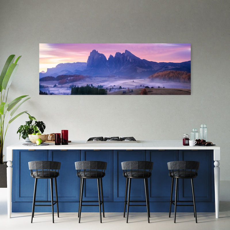 Art mural paysage mauve pacifique serein, H 20 po x l 60 po