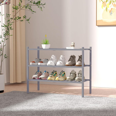 3-tier Bamboo Shoe Rack Grey
