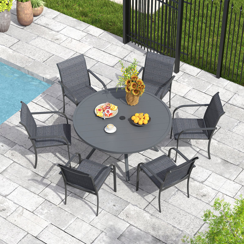 Ensemble repas extérieur pour 6 personnes, Gris