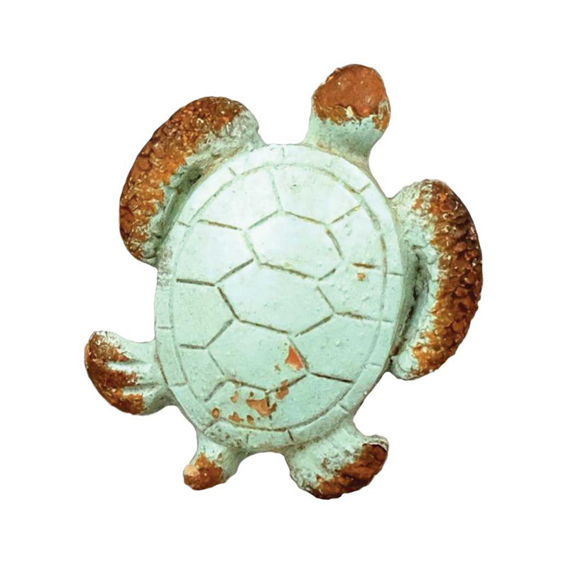 Bouton de tortue vert-de-gris rétro