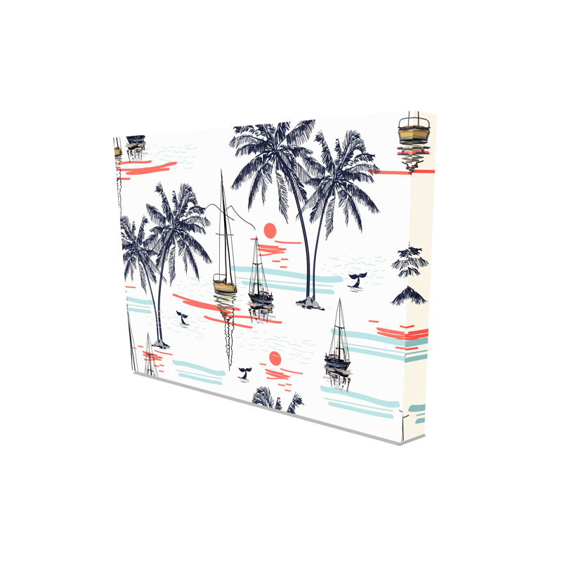 Beautiful Tropical Coconut Palm Trees - Wrapped Canvas Print, 114 cm H x 77 cm W