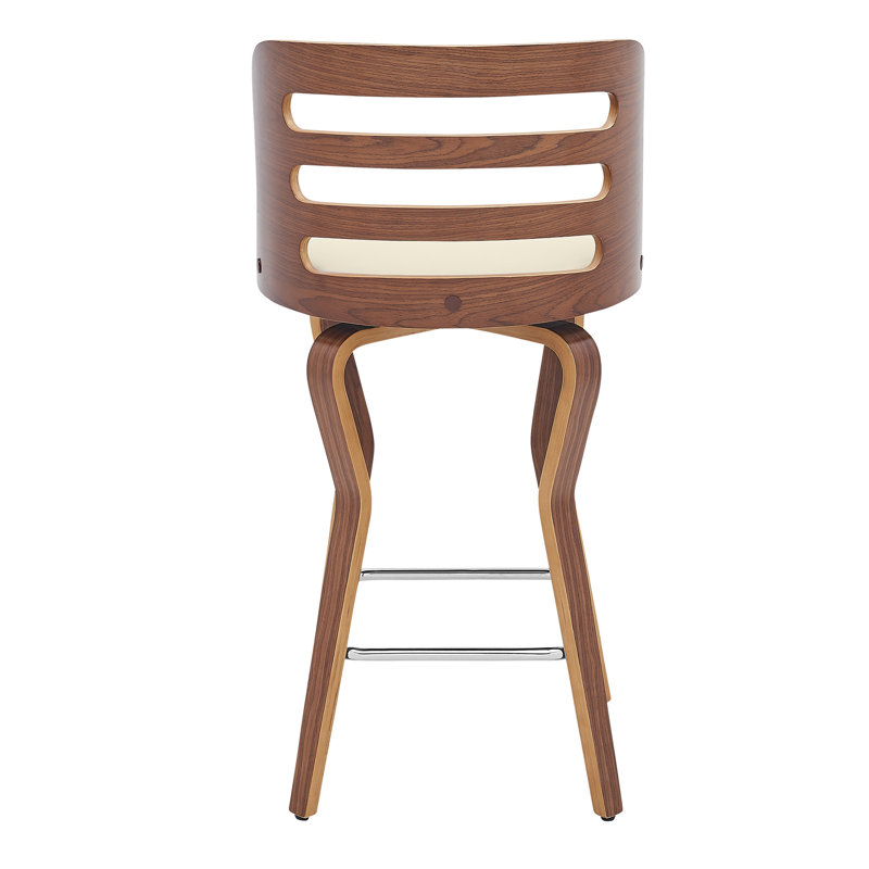 Chaise de bar pivotante en similicuir et bois manufacturé, Siège gris / cadre gris