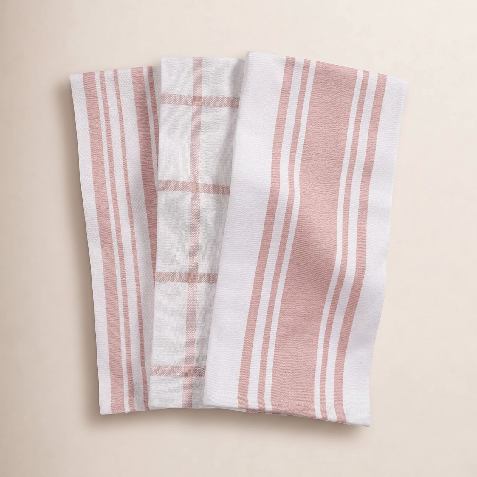 Geometric Kitchen Linen Set, Blush