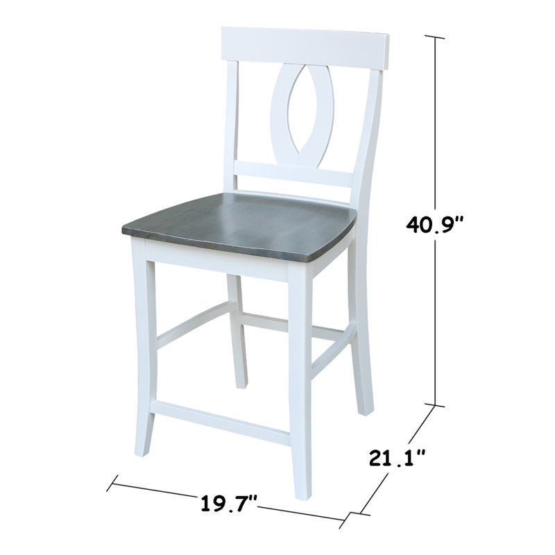 Ludivine Solid Wood Counter Stool, White/Heather Gray