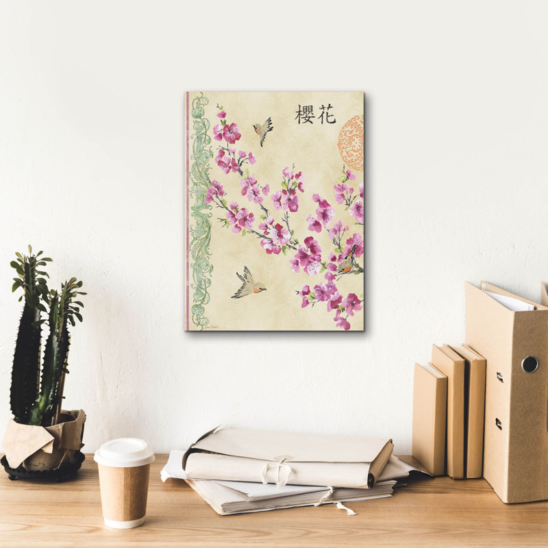 «Jp2326 Cherry Blossoms» par Jean Plout, art mural sur toile, H 16 po x l 12 po x P 0,75 po