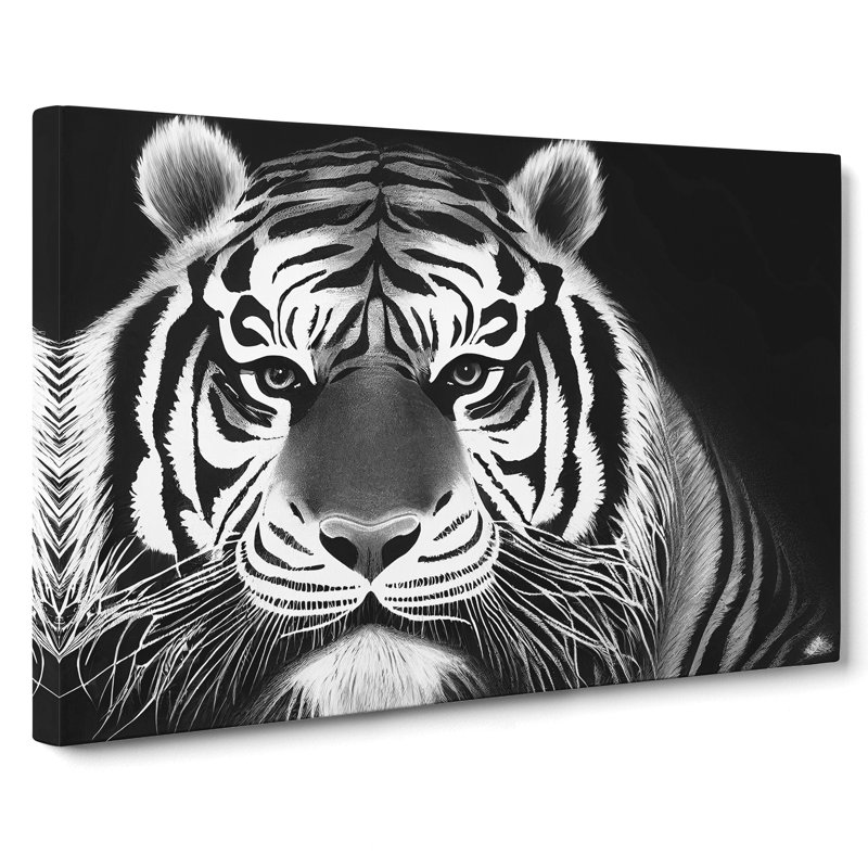 Monochrome Tiger Vol.6 - Wrapped Canvas, 40cm H x 60cm W x 3cm D