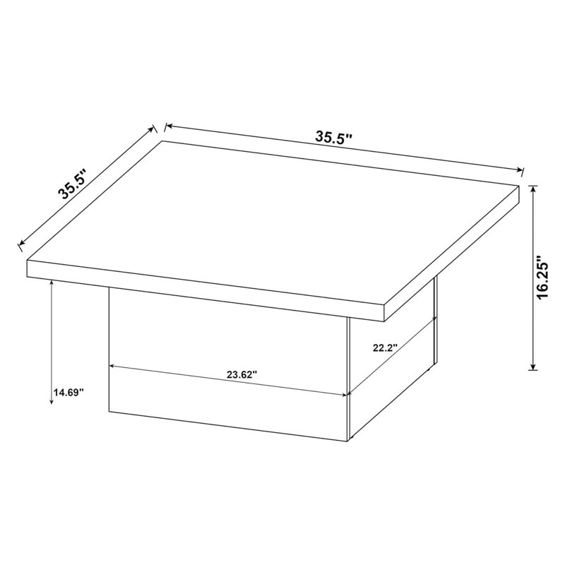 Coaster Home Furnishings Zetta 35" Square Coffee Table Living Room Furniture