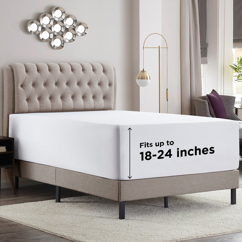 Empyrean Bedding Extra Deep Pocket Solid Fitted Sheet, California King Fitted Sheet, White