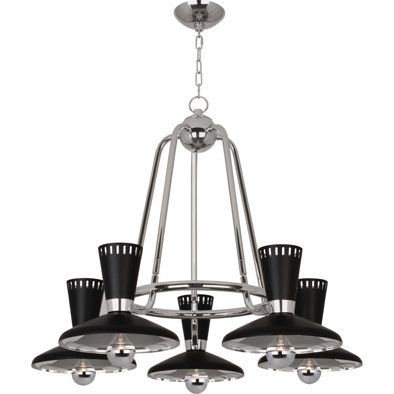 Vortex 6 - Light Chandelier, Polished Nickel, 40" H x 35" W x 35" D, 5