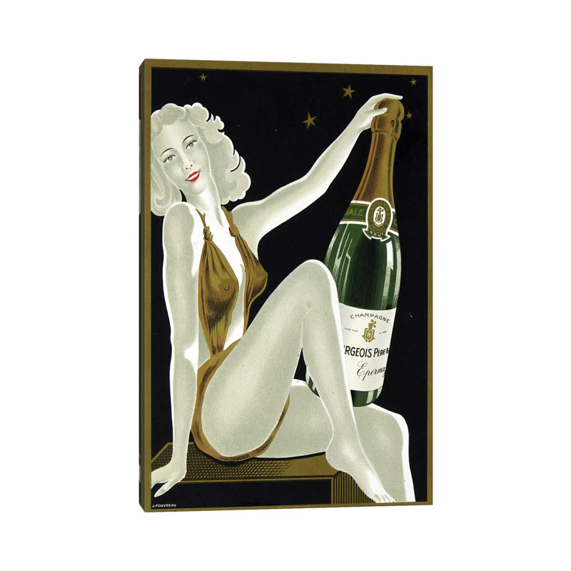 French Champagne - Wrapped Canvas Print, 20.32 cm H x 30.48 cm W