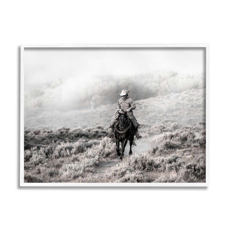 Cowboy à cheval, plaines champêtres encadrées sur bois par Danita Delimont, photographie, H 16 po x l 20 po