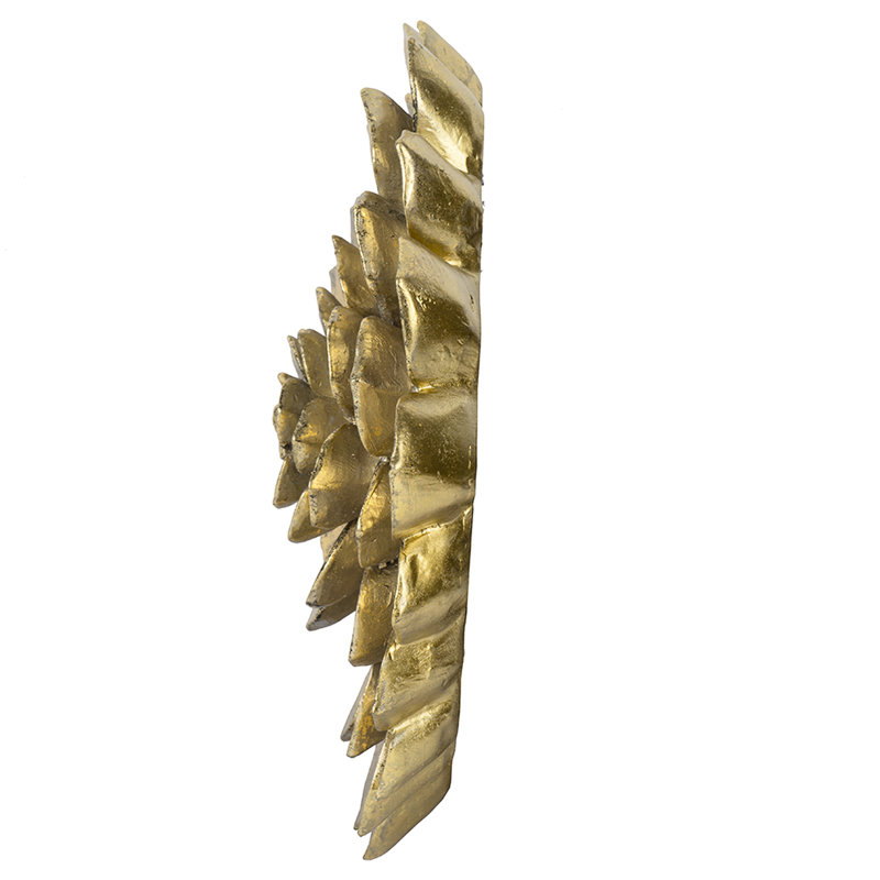 Succulent Wall Plaque - 98% Resin, 2% Metal, 2.4x10.2 Inches, 3.6lbs, Golden Finish For Home & Office Style Magnificently Crafted And Natural Shape, 3.6lbs