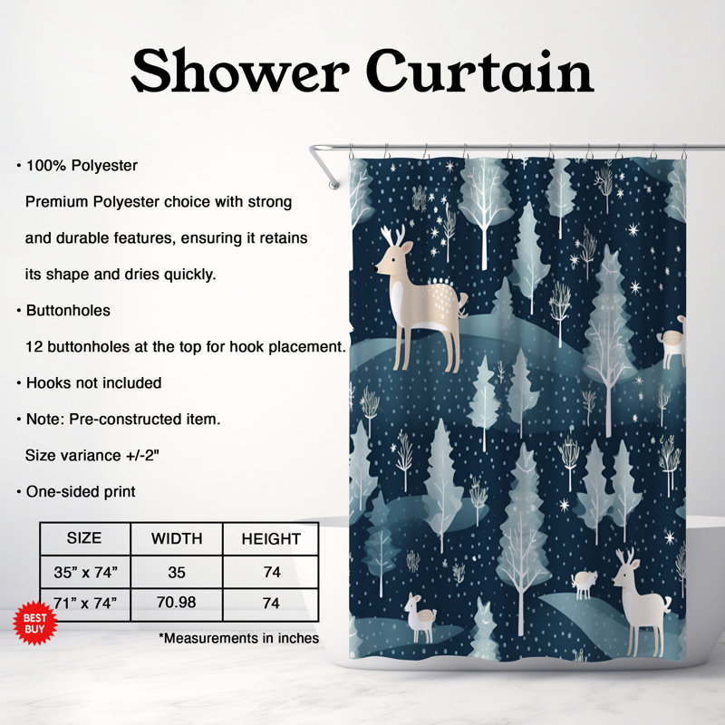 Rideau de douche Timeless Christmas - Premium, H 74 po x l 71 po