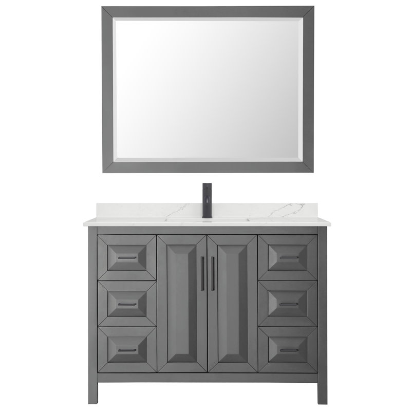Daria 48'' W Vanity, Gray, Matte Black, Giotto Quartz