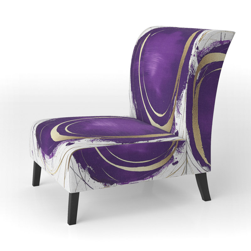 Gold Metallic Circle - Modern Glam Upholstered Slipper Chair, Gold/Purple