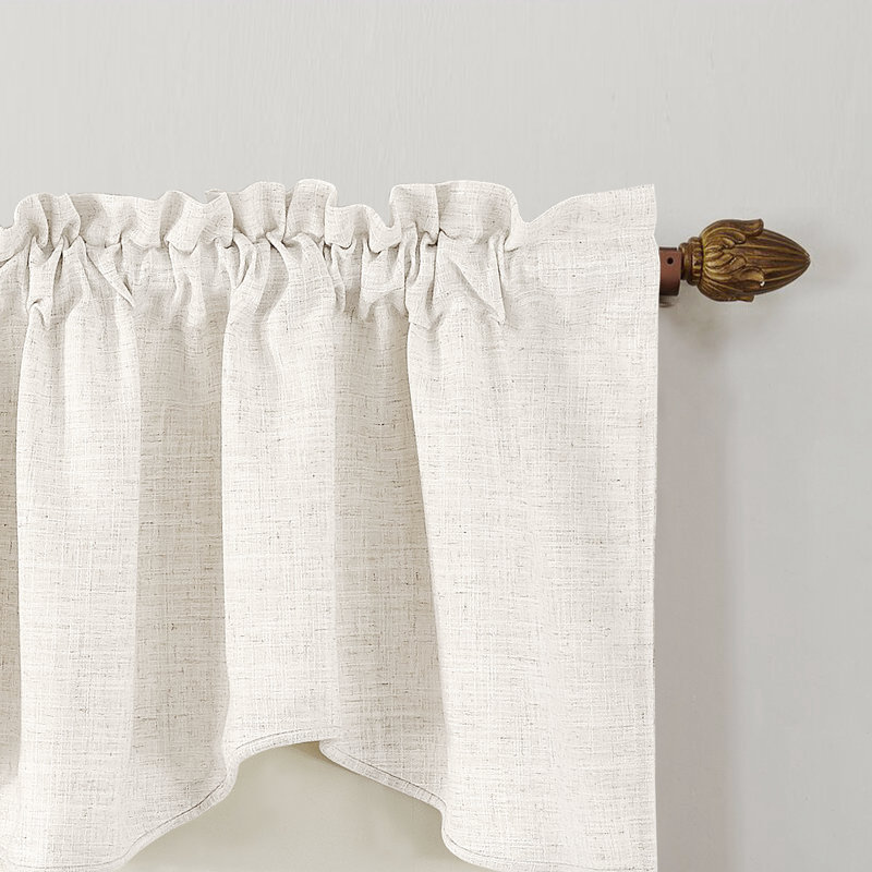 Linen Scalloped 60'' Window Valance, Beige