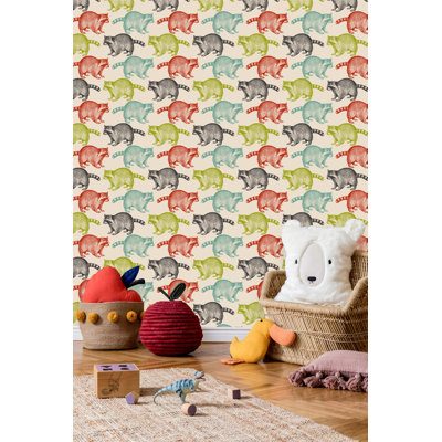 Multicoloured Raccoons Wallpaper