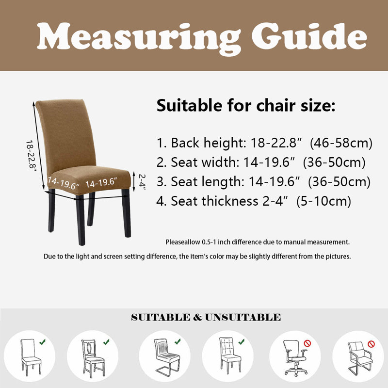 Housses de chaise, housses de chaise de salle à manger, protection de siège extensible, ensemble de 6, Tanné