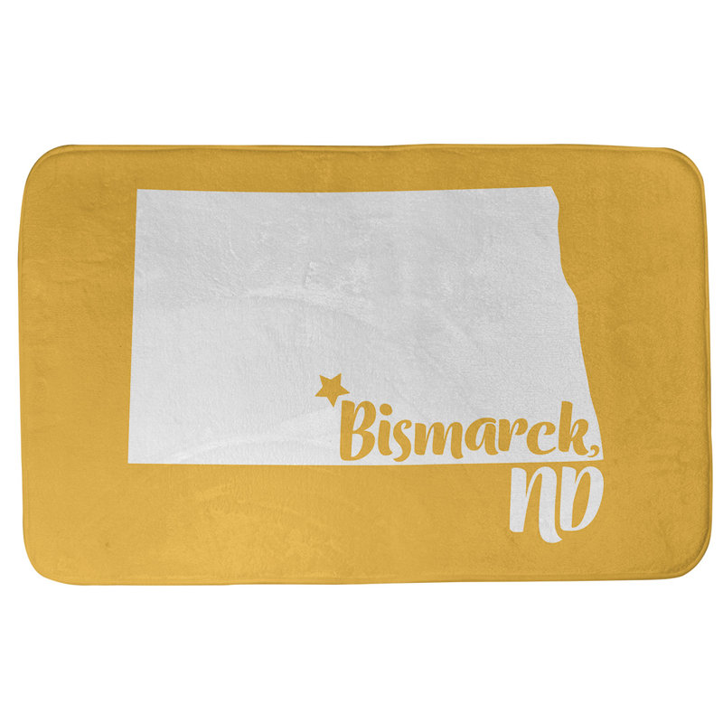Tapis rectangulaire antidérapant pour salle de bain, L 17 po x L 21 po, Jaune, Bismarck, Dakota du Nord