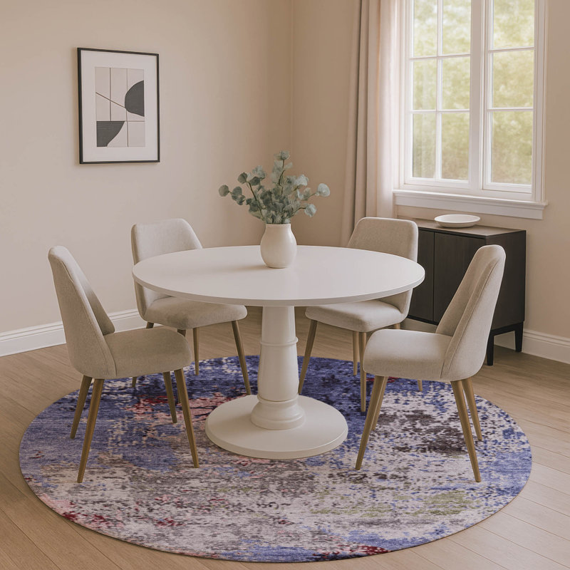 Premium Machine Washable Breault AMF1911 Abstract Rug, Round 8'
