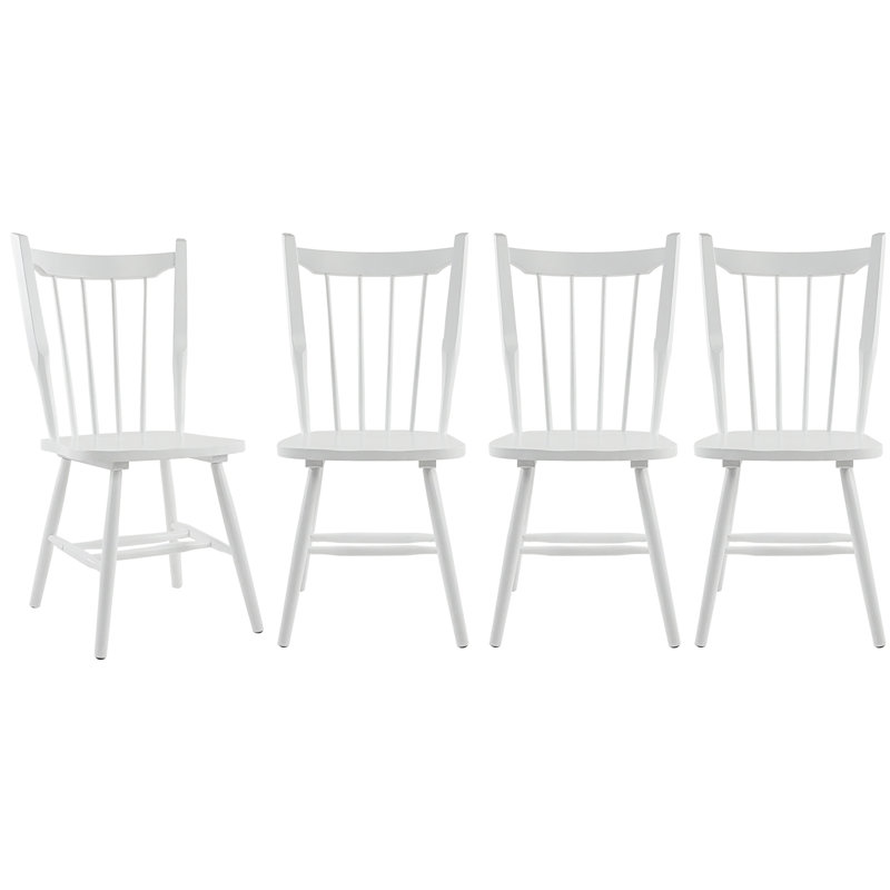 Mid-Century Solid Wood Windsor Chairs,Farmhouse Dining Chairs With Slat Back For Kitchen And Dining, White