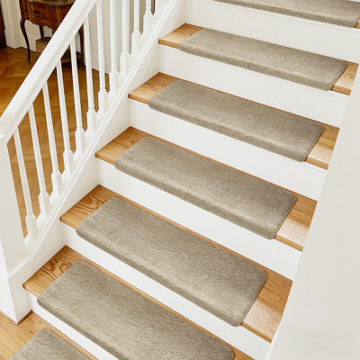 Scarlettrose Plush Bullnose Non-Slip Indoor Stair Tread（Set of 16）