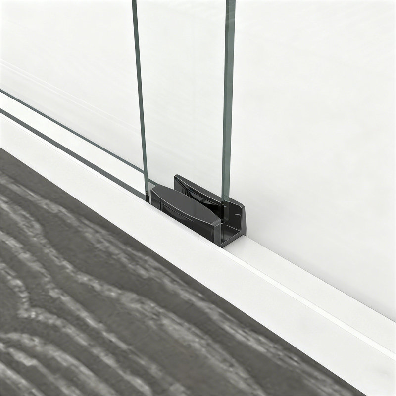 Double porte de douche coulissante, porte de salle de bain semi-sans cadre, Blanc
