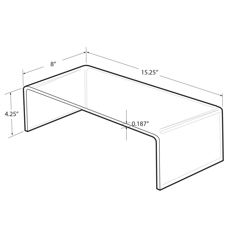 Présentoir sur pied en acrylique transparent (acrylique épais 3/16 po) l 15 po x P 7,75 po x H 4,5 po