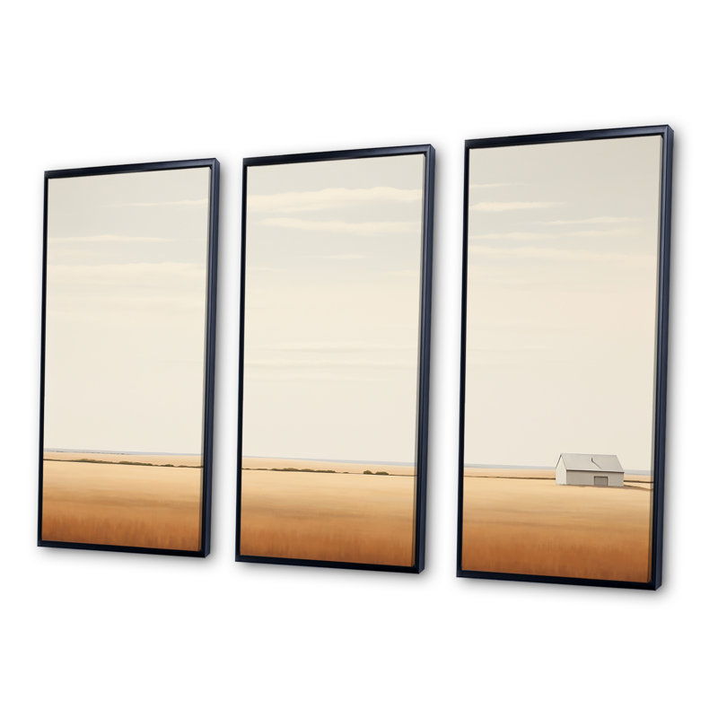 Ensemble de décorations murales pastel Plains of Peacetranquility - Minimalisme, Cadre flottant noir