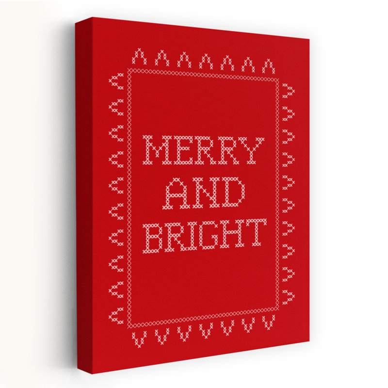 «Merry And Bright Stitch Abstract Contemporary Winter», reproduction d'art mural, 60" H x 40" W