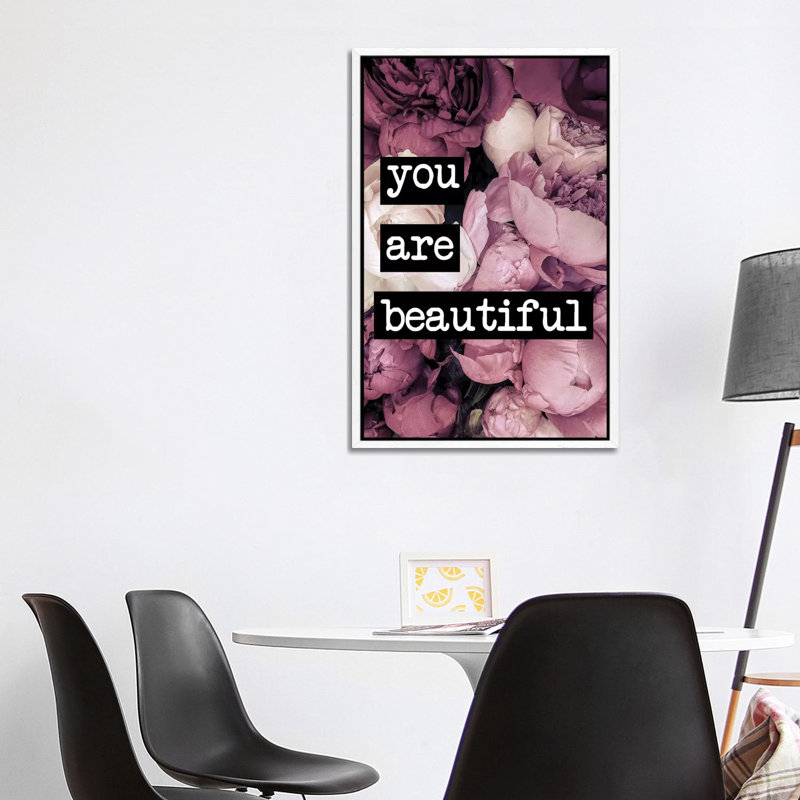 You Are Beautiful - Print on Canvas, White Framed, 101.6cm H x 66.04cm W x 3.81cm D