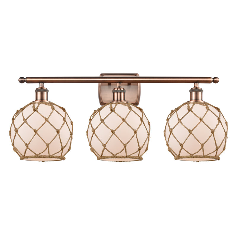 Éclairage pour salle de bain 3 lumières à intensité variable Appling, Blanc / Brun, Cuivre antique, Ampoule non incluse
