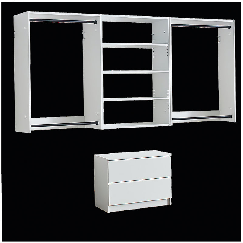 Devi White Wall Mounted Wood Closet System, White