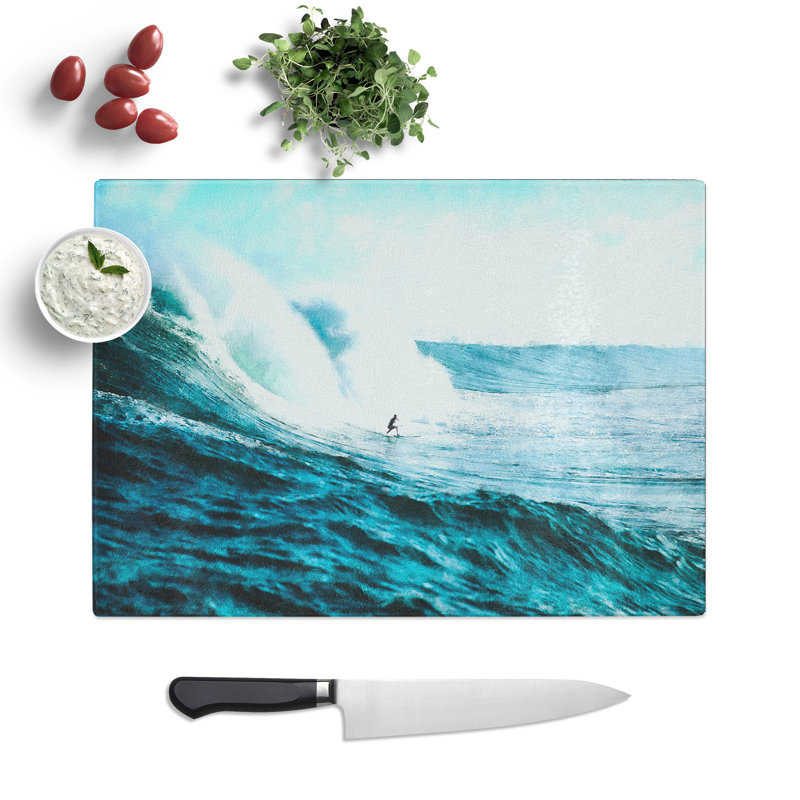 Tempered Glass Surfs Up Chopping Board, 20 cm x 28.5 cm
