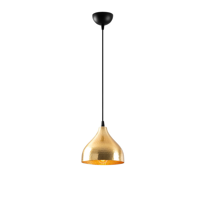 Luminaire suspendu en dome à 1 lumière, Or, Noir
