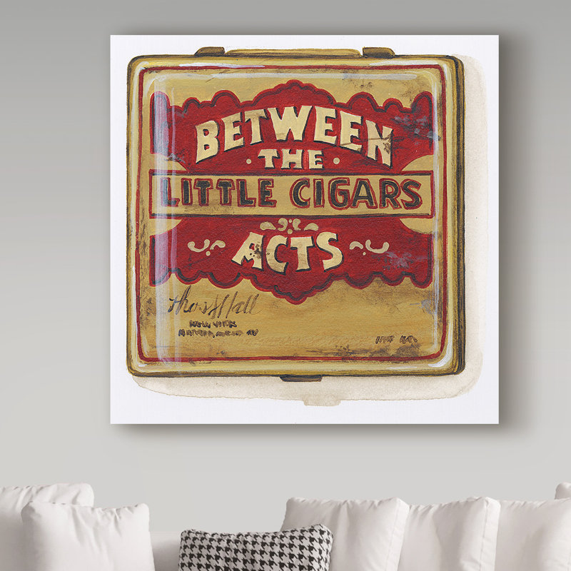« little cigares », publicité rétro sur toile tendue, H 14 po x l 14 po