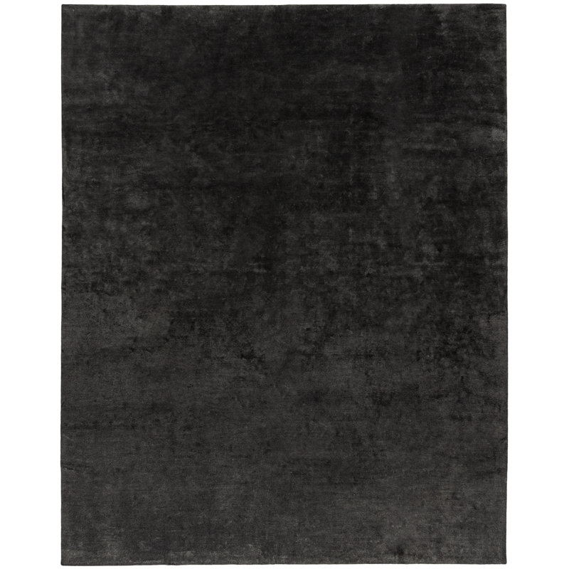 Linen Solid Area Rug in Charcoal