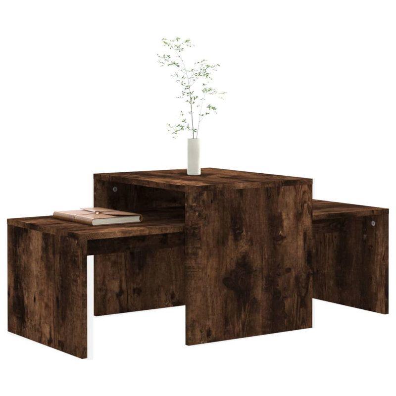 Rhinecliff Engineered wood Frame Nesting Tables Coffee Table with Storage, Smoked Oak