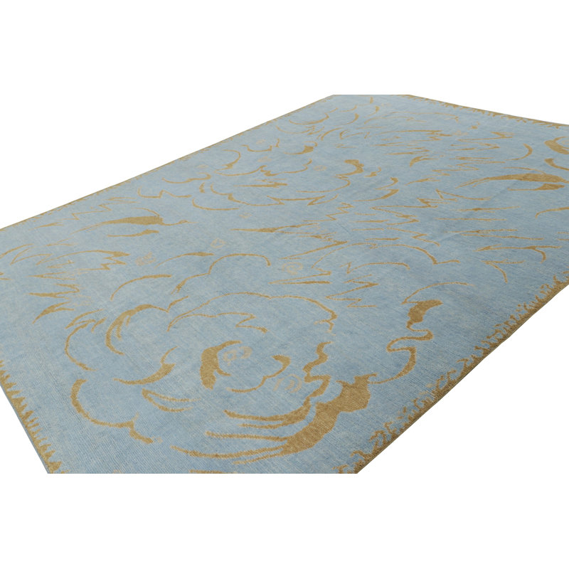 Art Deco Hand Knotted Wool Geometric Area Rug, Rectangle 10' x 14'