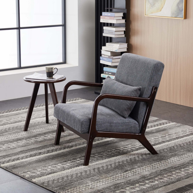 Ensemble de chaise d'appoint et de table basse Mid-Century, Marron foncé, Antique Dark Grey