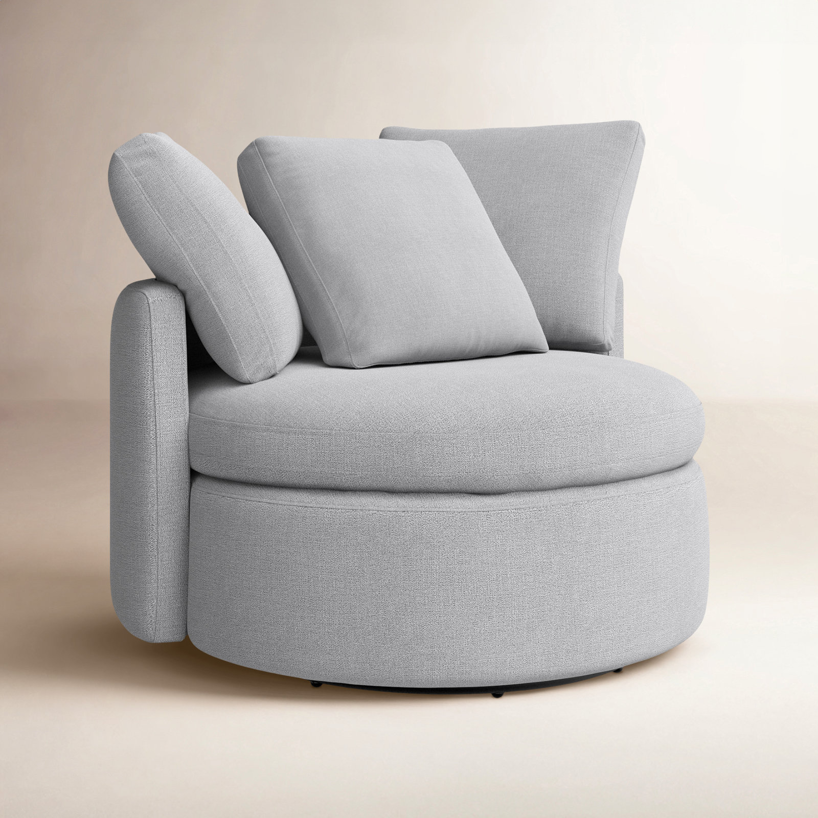 Bertice Linen Swivel Barrel Chair, Effie Gray Performance Linen