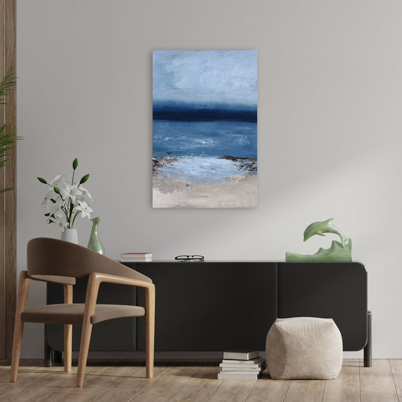 Endless Sea - Abstrait, paysages côtiers, art gris océan, H 36 po x l 24 po
